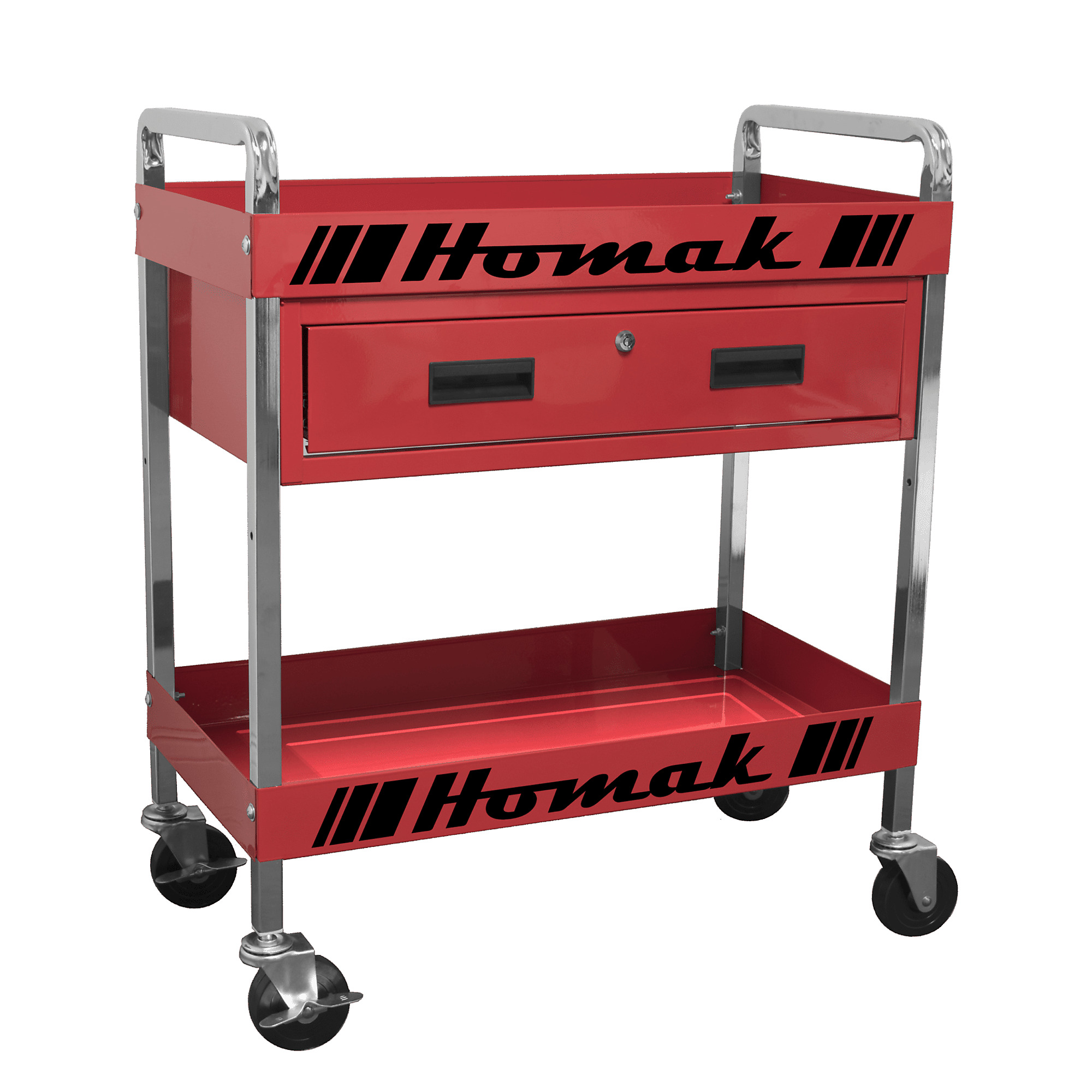 Homak, 30" 1 Drawer Service Cart, Red, Heavy-duty 23-gauge steel, Model #RD06030210